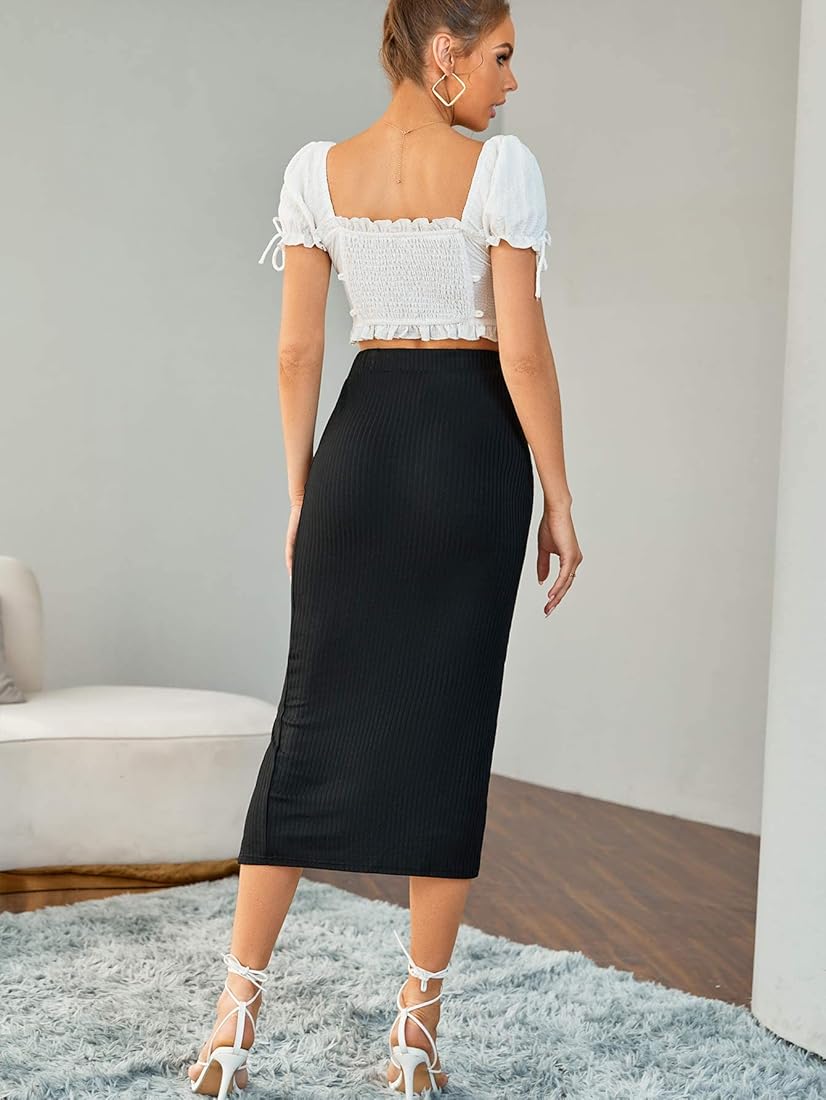 MEER. FRONT GATHER TIGHT SKIRT(BLK)